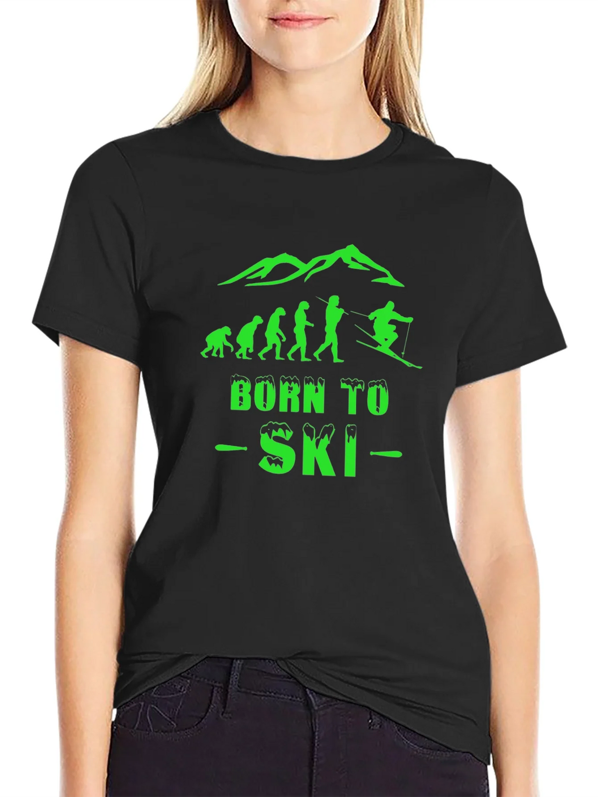 Born To Ski Black Graphic T-Shirt product image 5