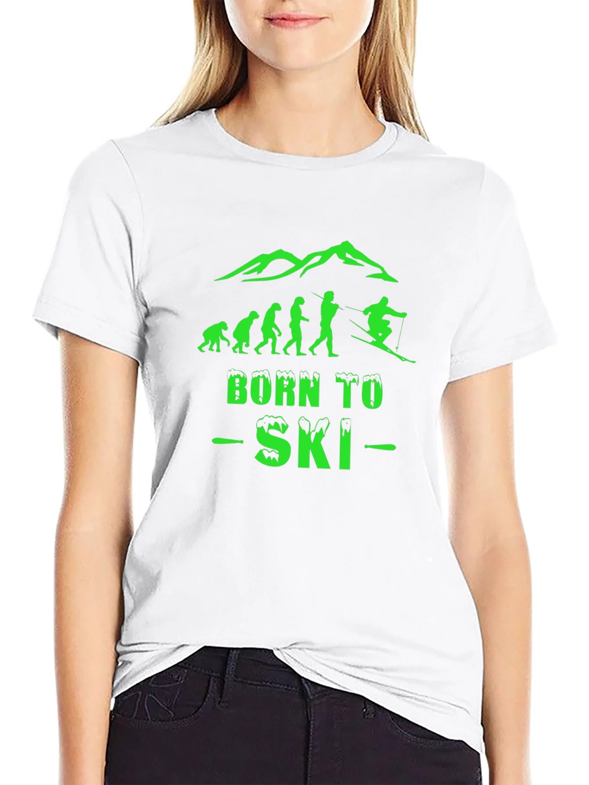 Born To Ski Black Graphic T-Shirt product image 11