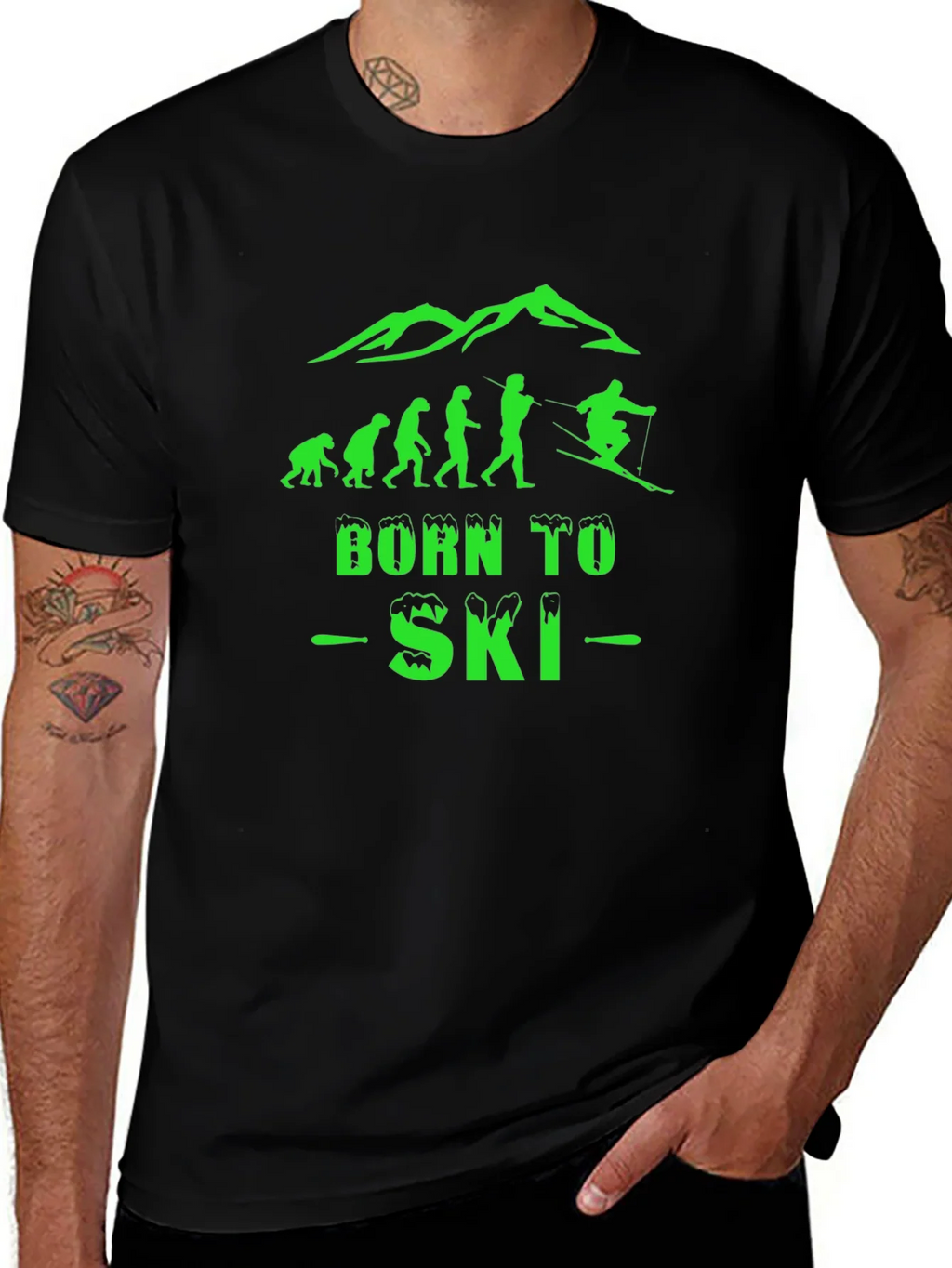 Born To Ski Black Graphic T-Shirt product image 1