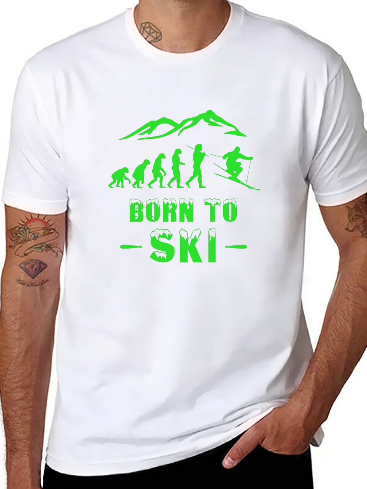 Born To Ski Black Graphic T-Shirt product image 10