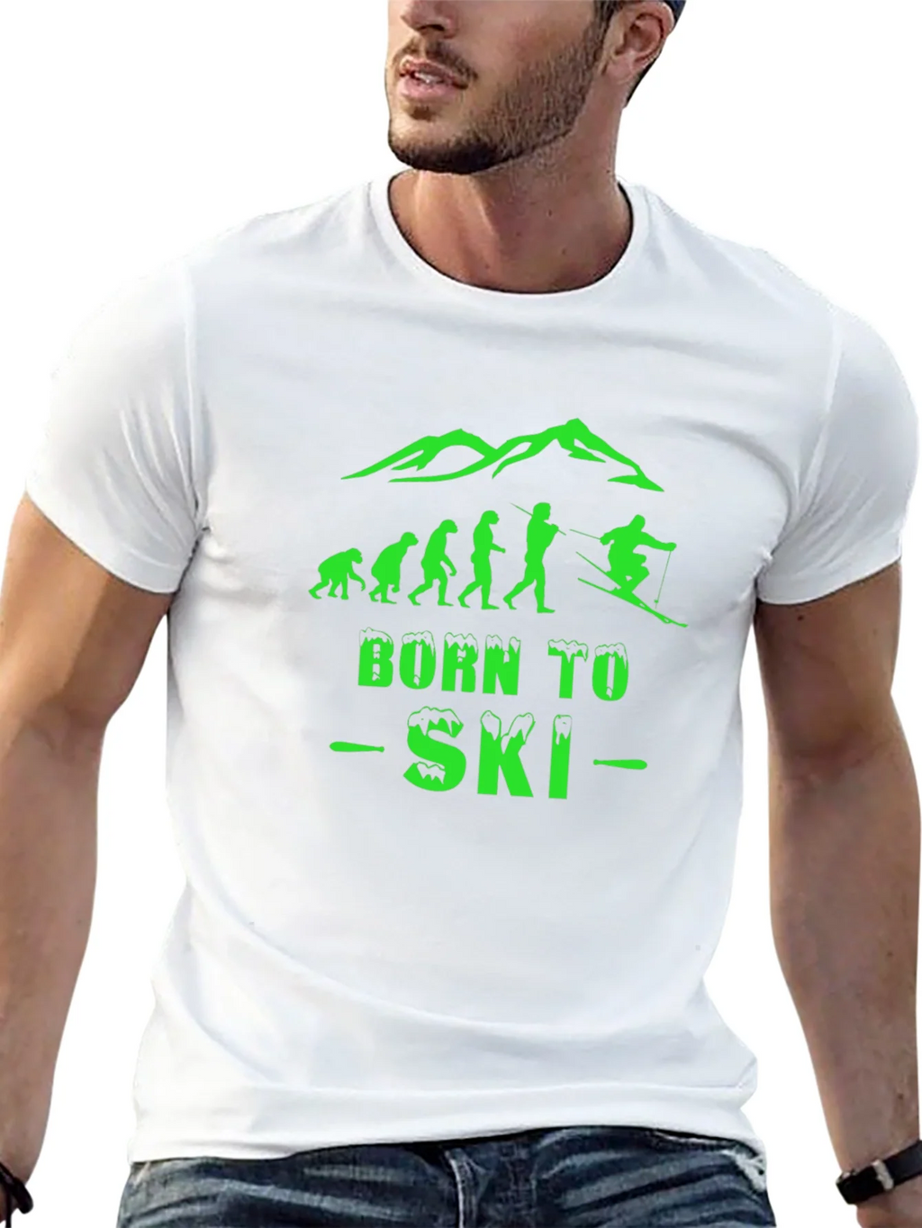 Born To Ski Black Graphic T-Shirt product image 4