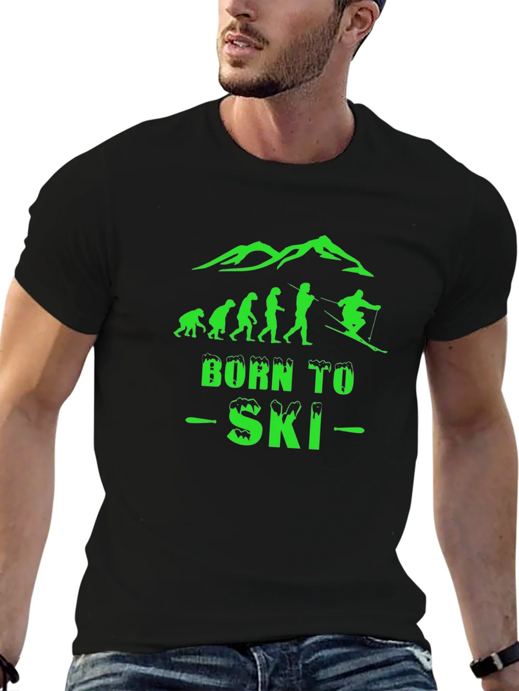 Born To Ski Black Graphic T-Shirt product image 9