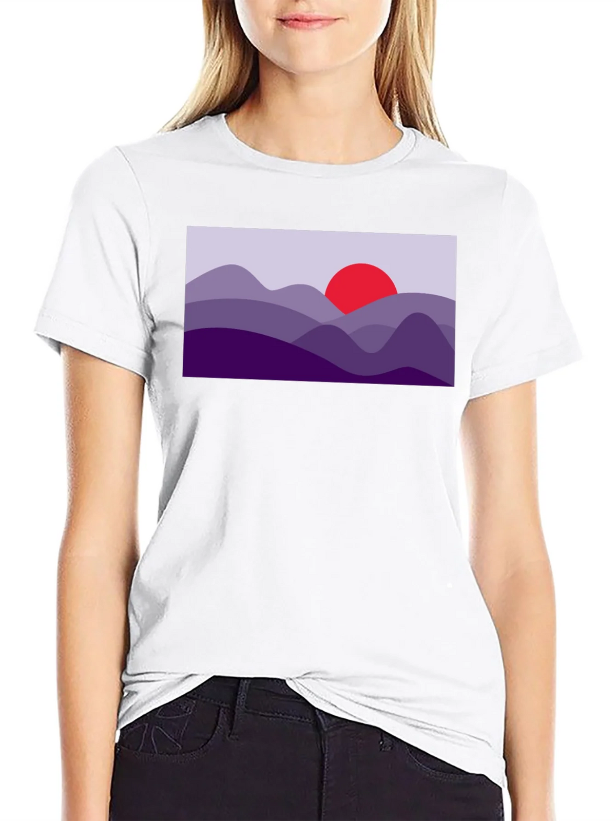 Abstract Mountain Sunset Graphic Tee - Black product image 11