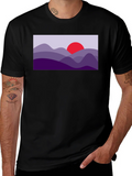 Abstract Mountain Sunset Graphic Tee - Black product image 1