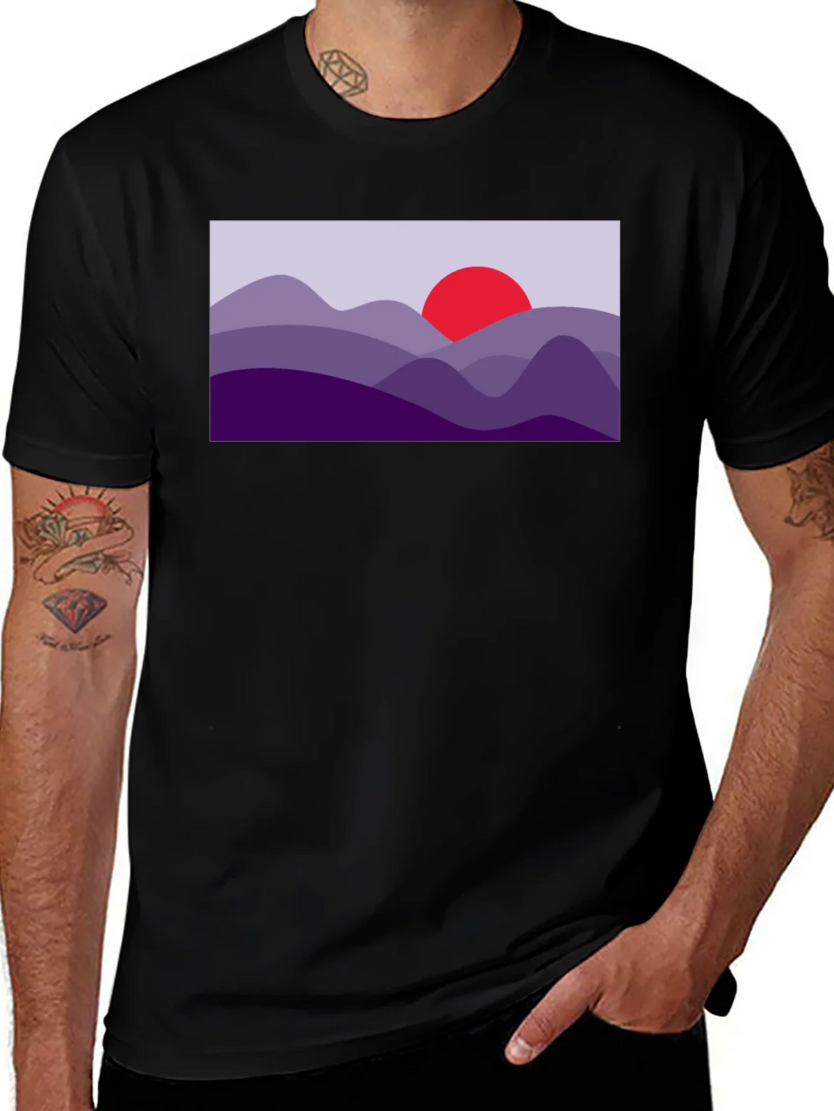 Abstract Mountain Sunset Graphic Tee - Black product image 1