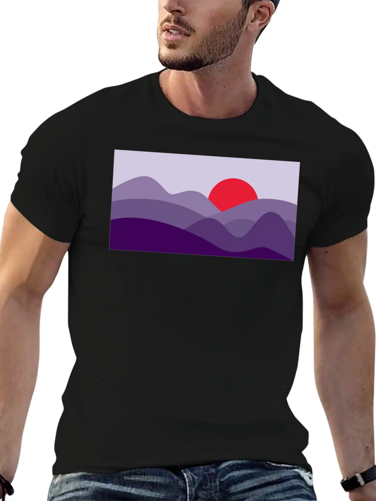 Abstract Mountain Sunset Graphic Tee - Black product image 9