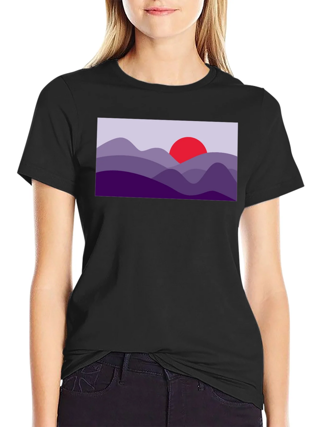 Abstract Mountain Sunset Graphic Tee - Black product image 5