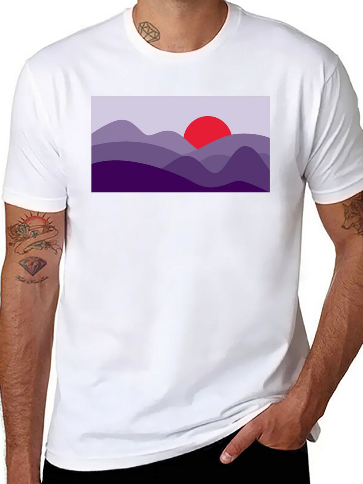 Abstract Mountain Sunset Graphic Tee - Black product image 10