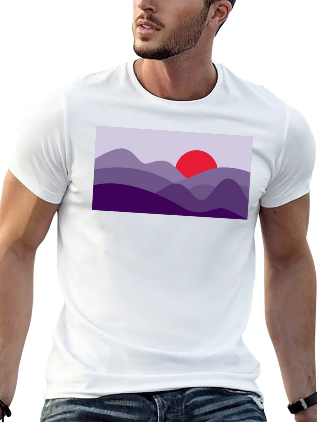 Abstract Mountain Sunset Graphic Tee - Black product image 4