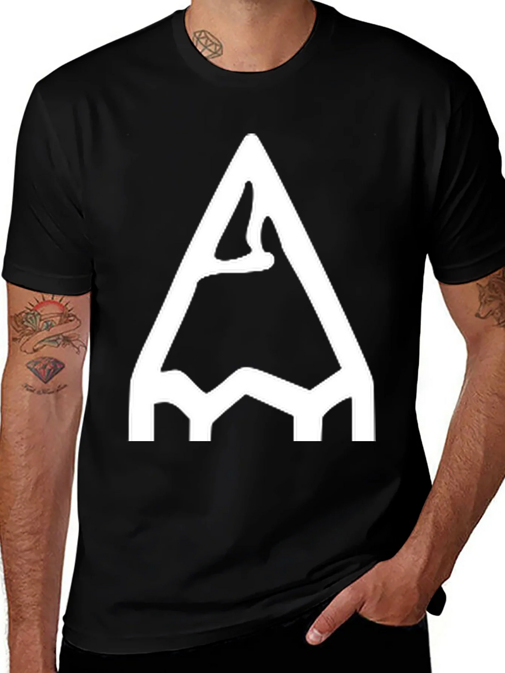 Pencil Sketch Graphic Tee - Black Cotton Casual Shirt product image 1