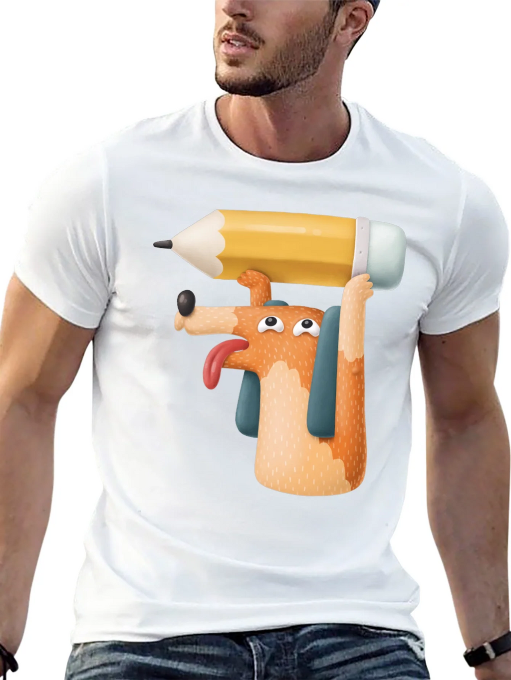 Dog with Pencil T-Shirt - Funny Graphic Tee product image 4