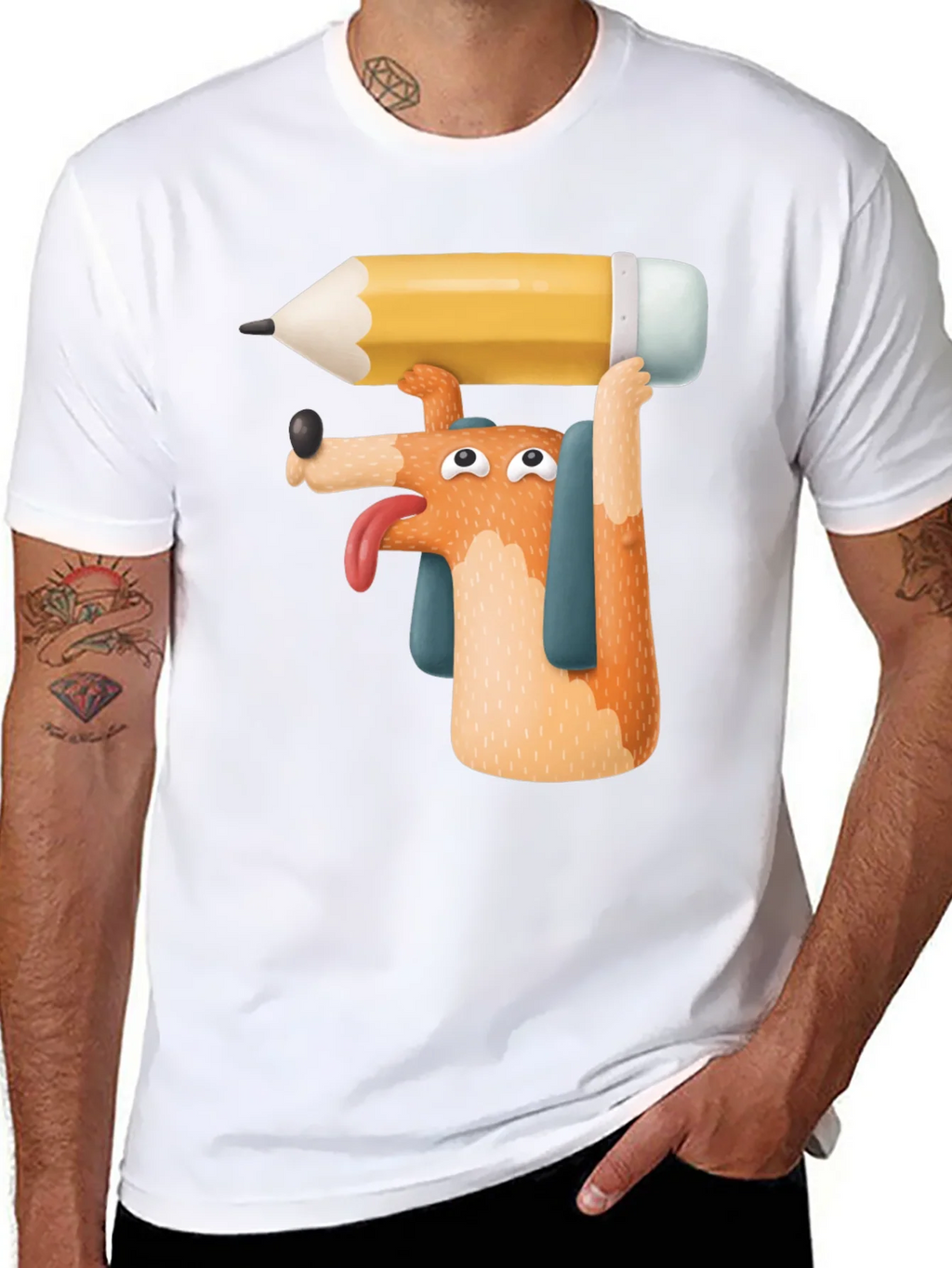 Dog with Pencil T-Shirt - Funny Graphic Tee product image 10