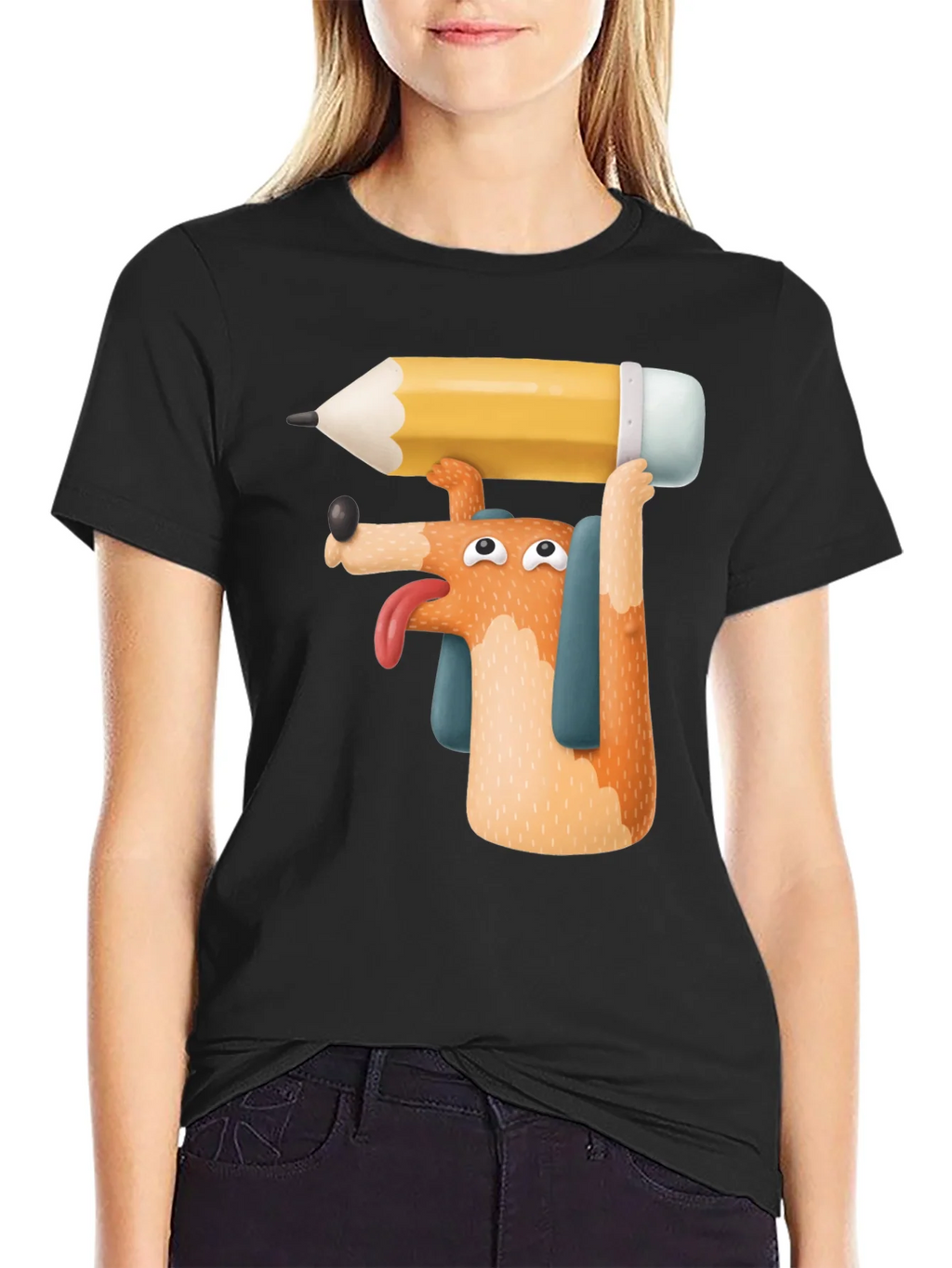 Dog with Pencil T-Shirt - Funny Graphic Tee product image 5