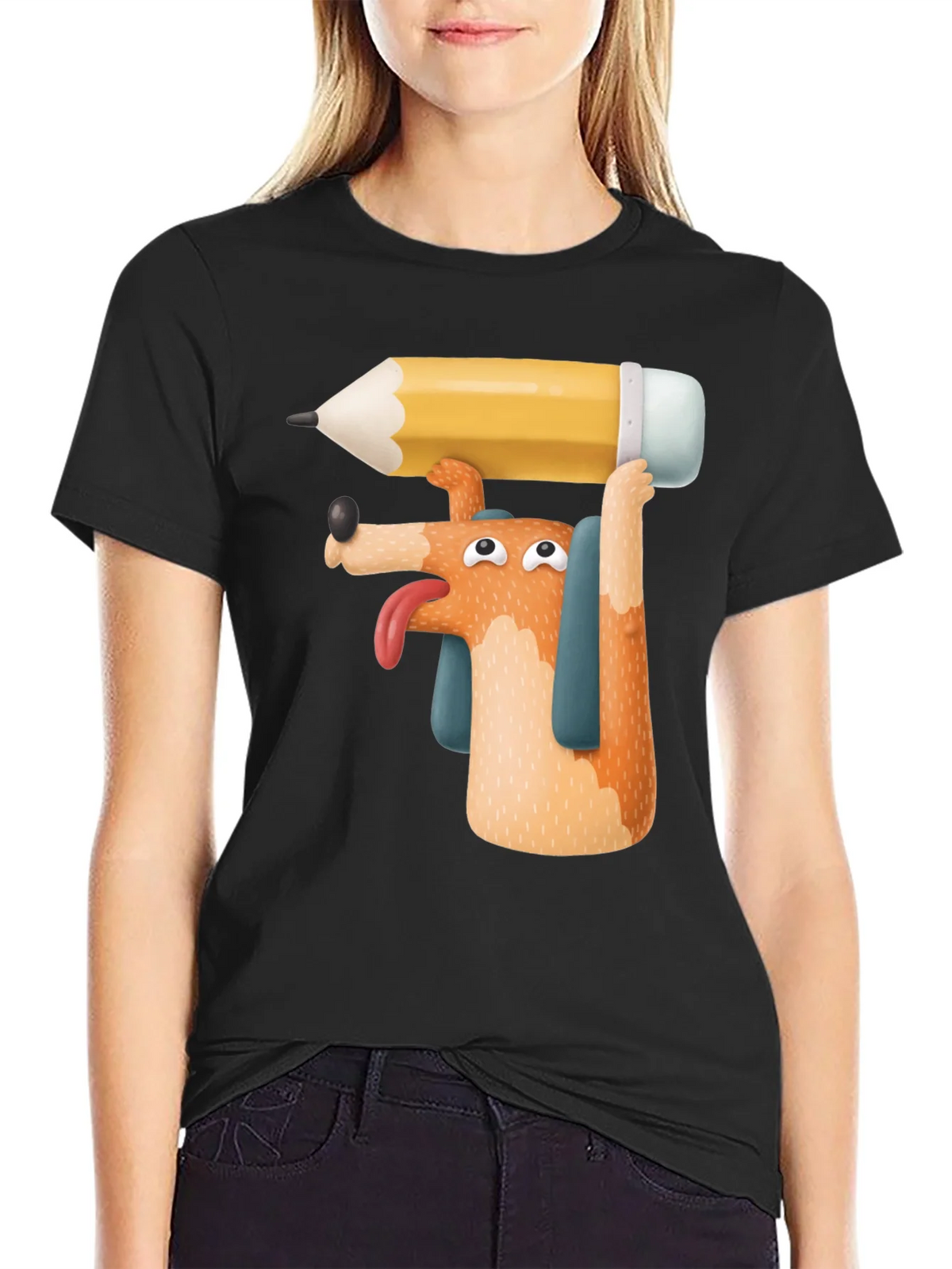 Dog with Pencil T-Shirt - Funny Graphic Tee product image 5