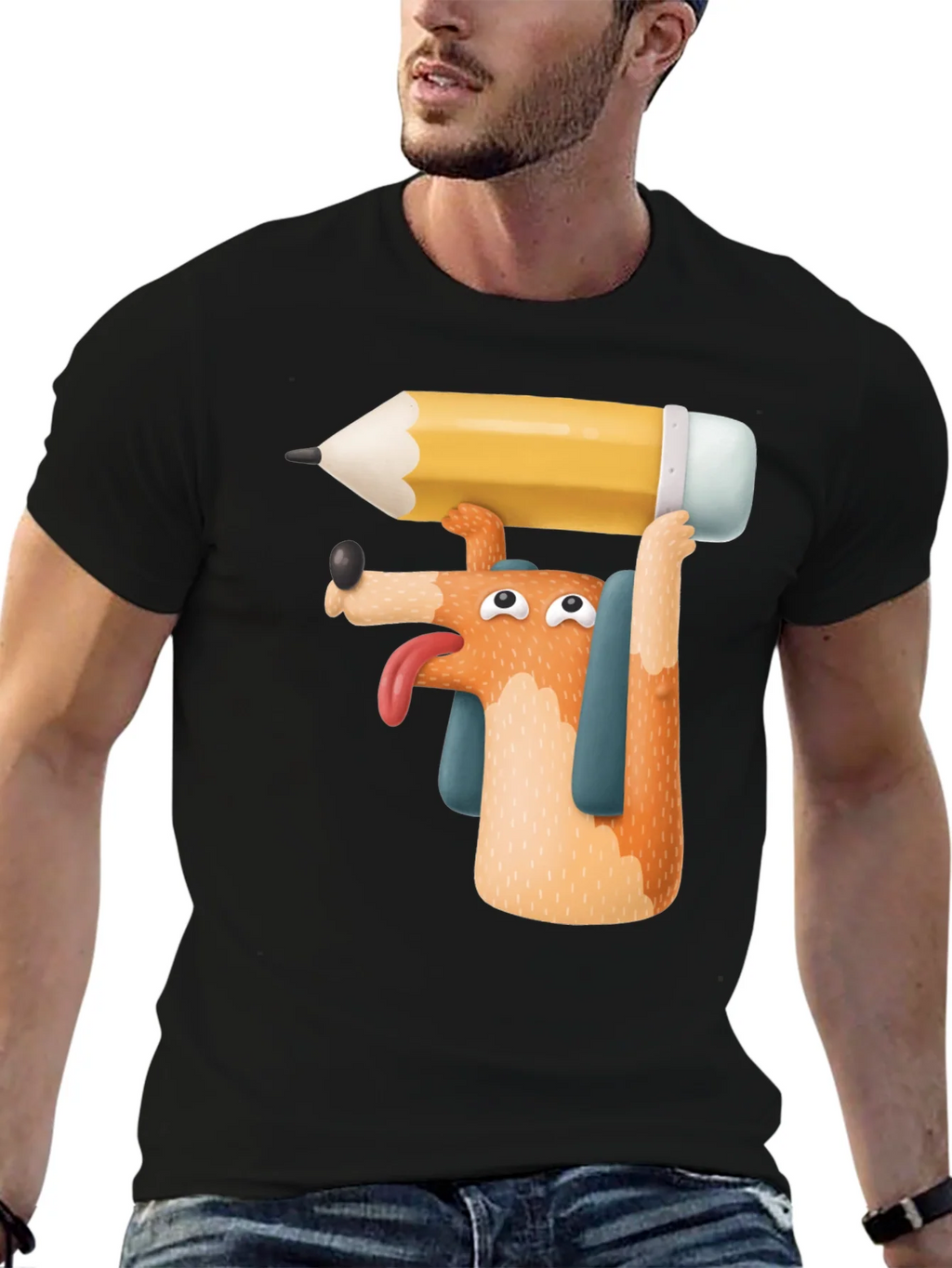 Dog with Pencil T-Shirt - Funny Graphic Tee product image 9