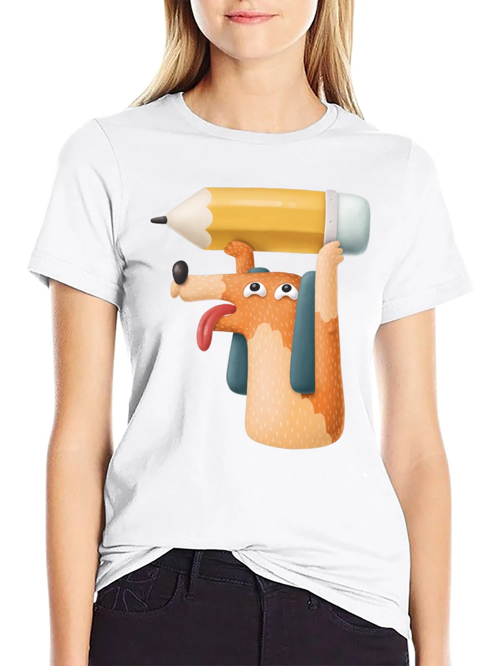Dog with Pencil T-Shirt - Funny Graphic Tee product image 11