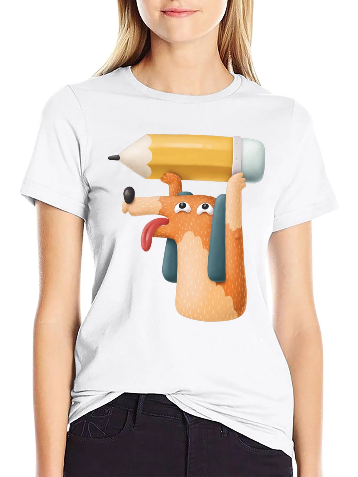 Dog with Pencil T-Shirt - Funny Graphic Tee product image 11