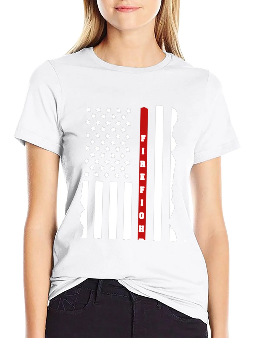 Firefighter Thin Red Line American Flag Graphic T-Shirt product image 11