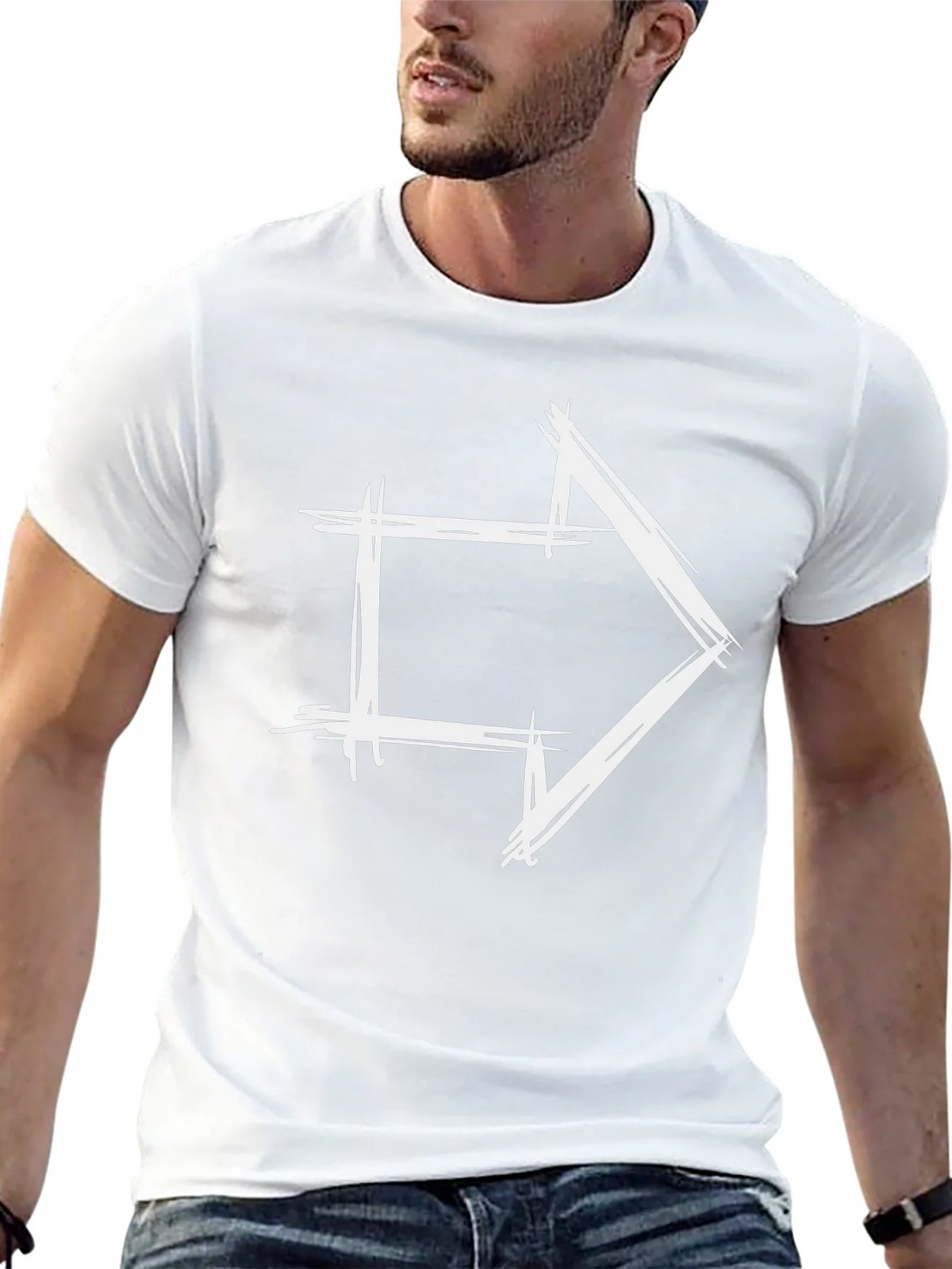 Modern Arrow Graphic Tee - Black Cotton T-Shirt product image 4