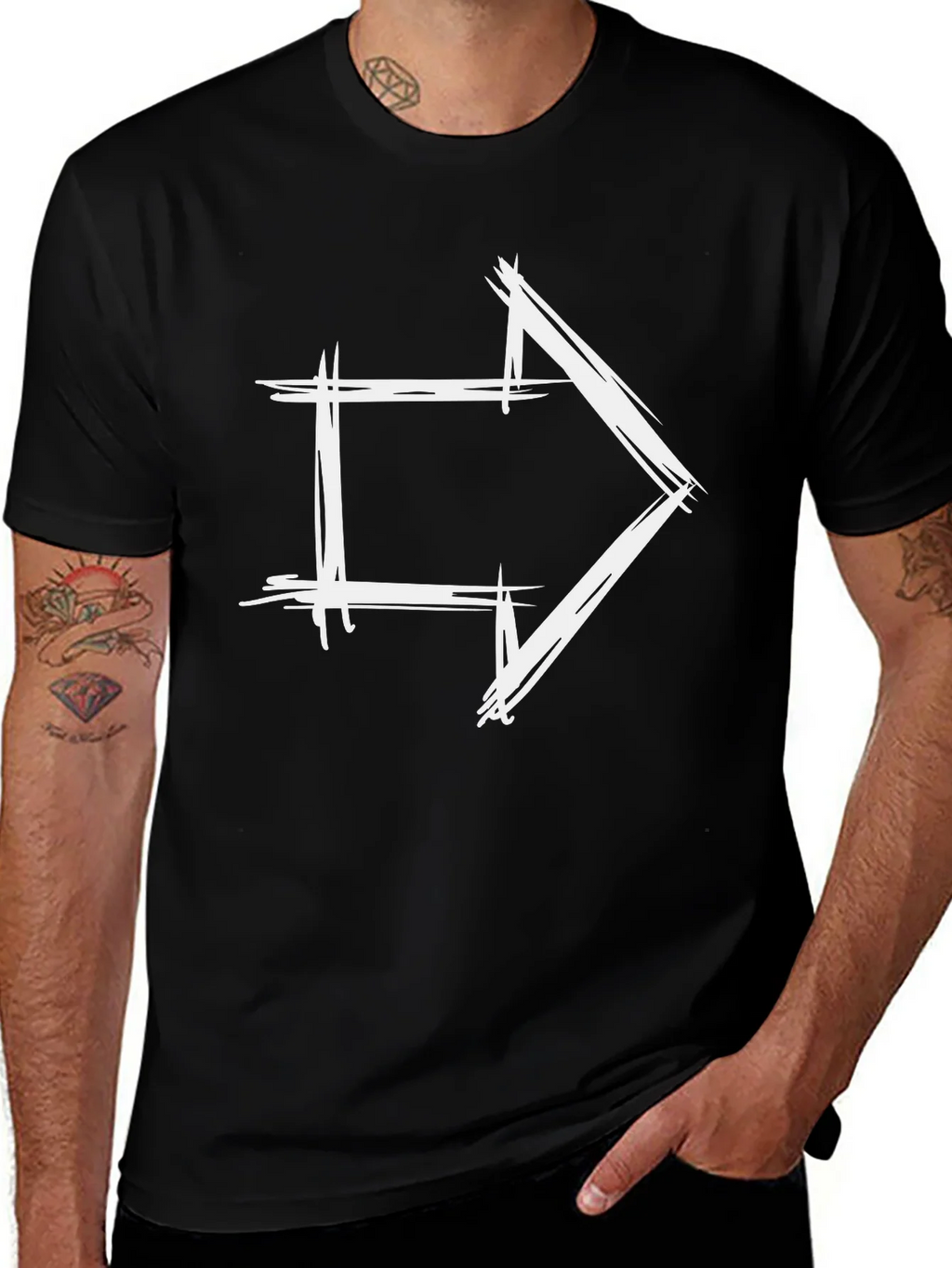 Modern Arrow Graphic Tee - Black Cotton T-Shirt product image 1