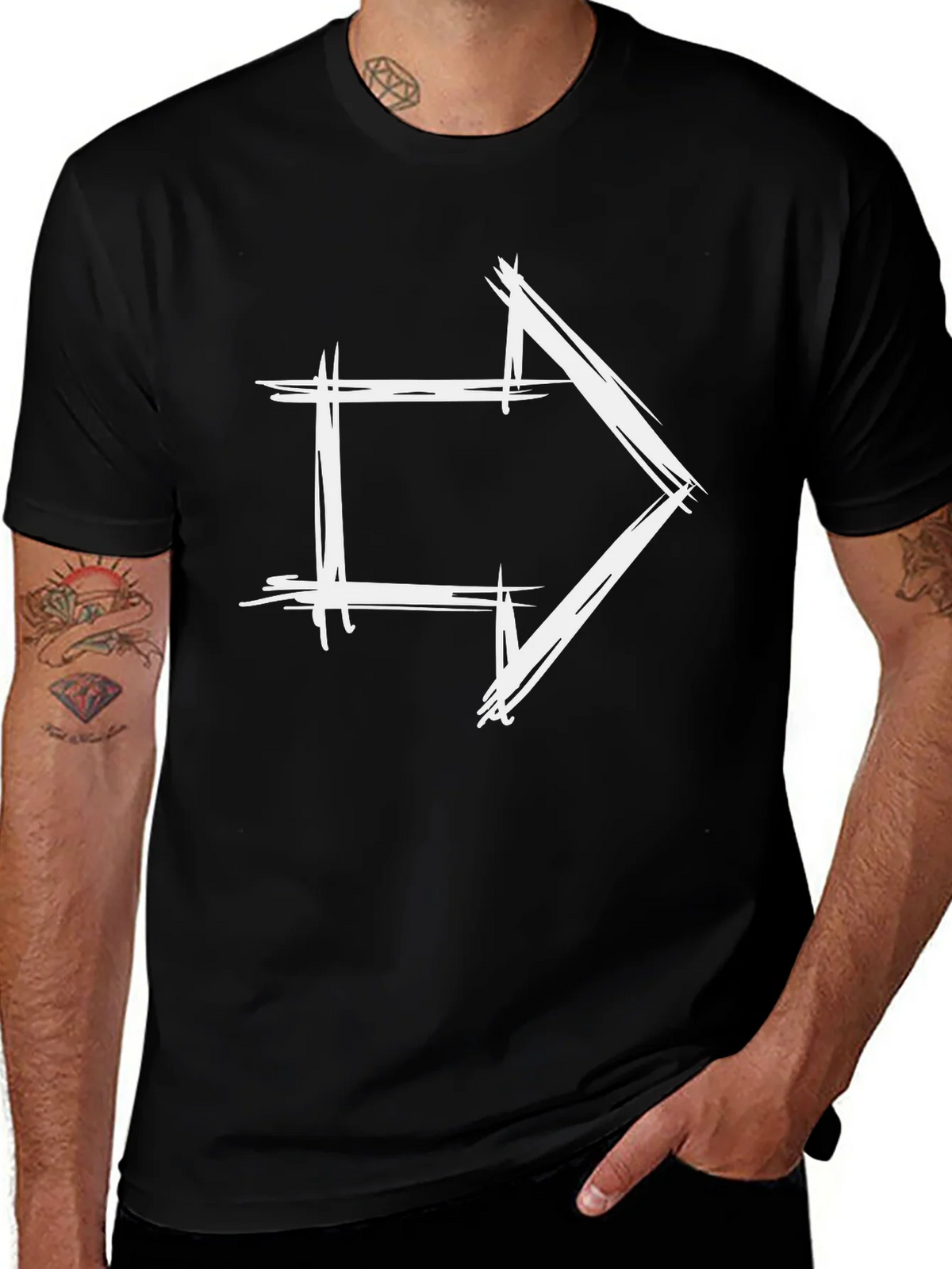 Modern Arrow Graphic Tee - Black Cotton T-Shirt product image 1
