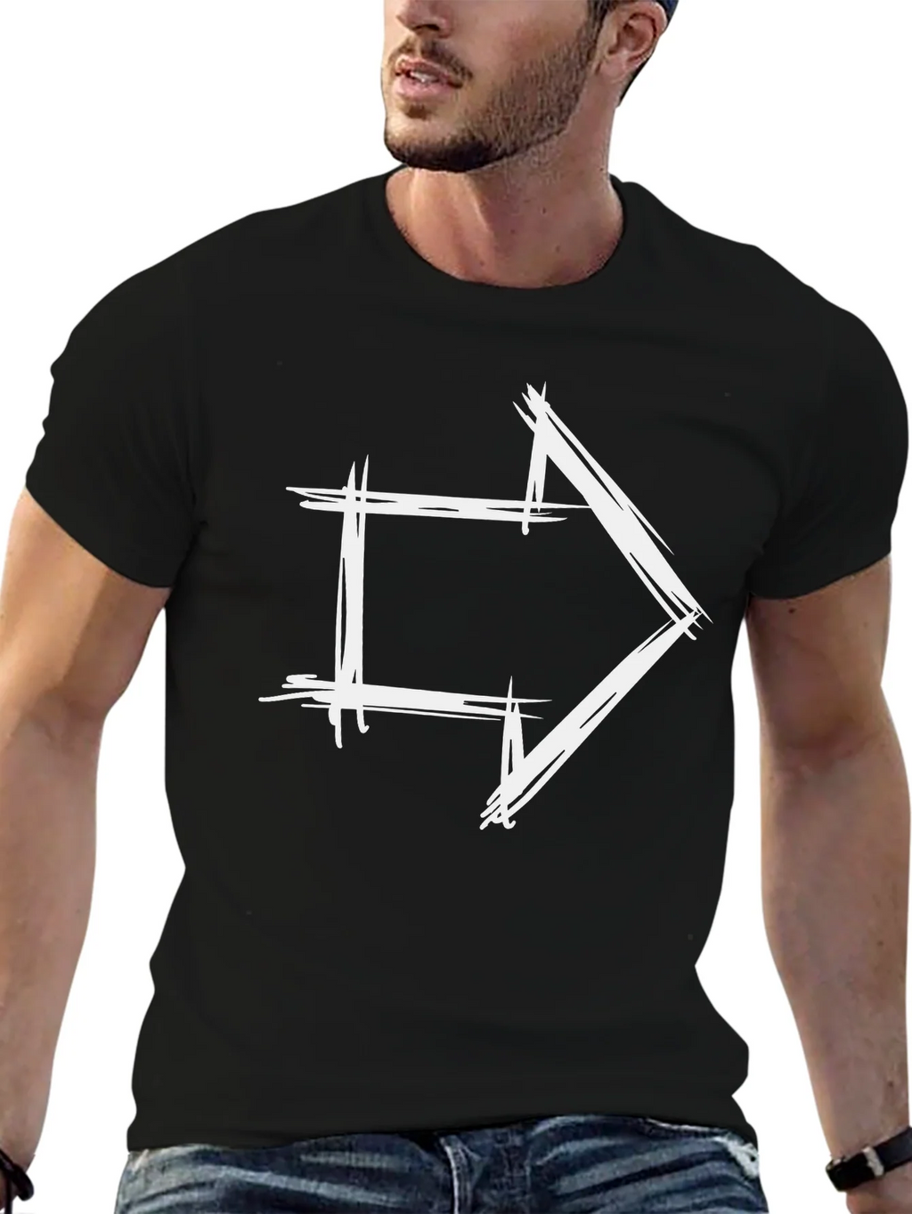Modern Arrow Graphic Tee - Black Cotton T-Shirt product image 9