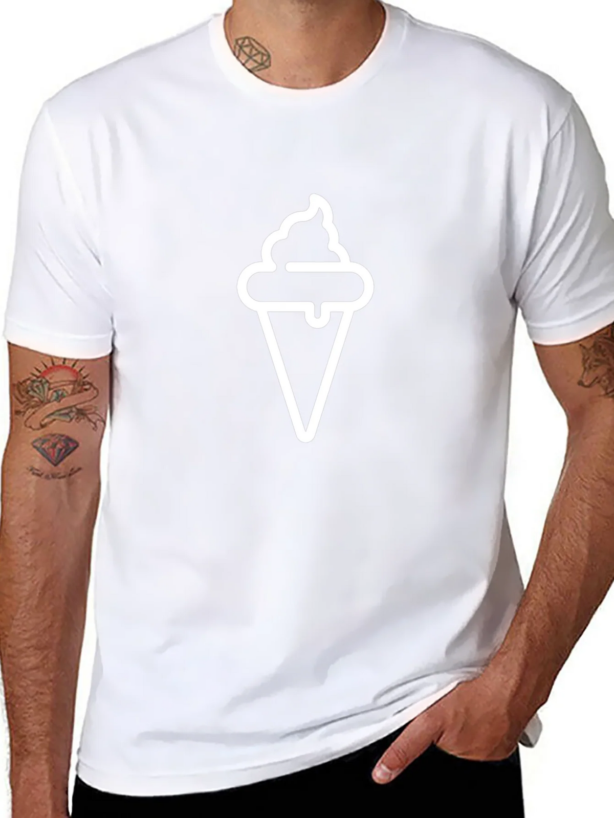 Ice Cream Cone Graphic Black T-Shirt product image 10