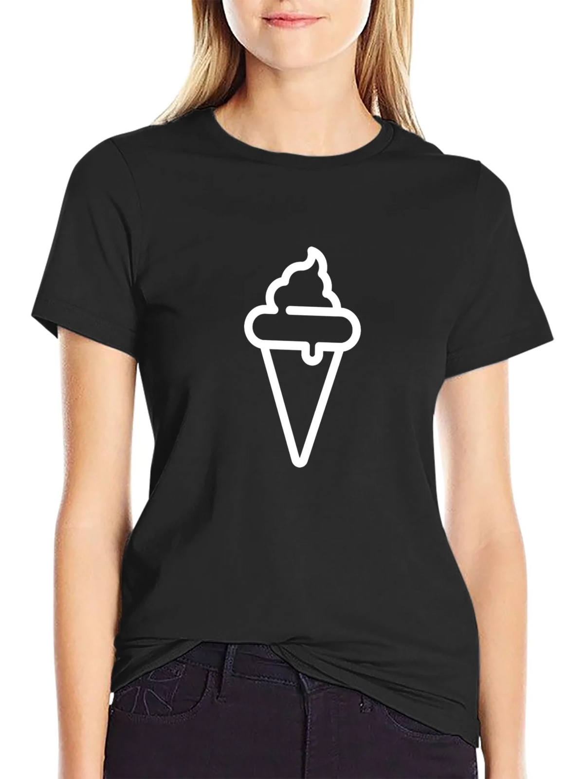Ice Cream Cone Graphic Black T-Shirt product image 5