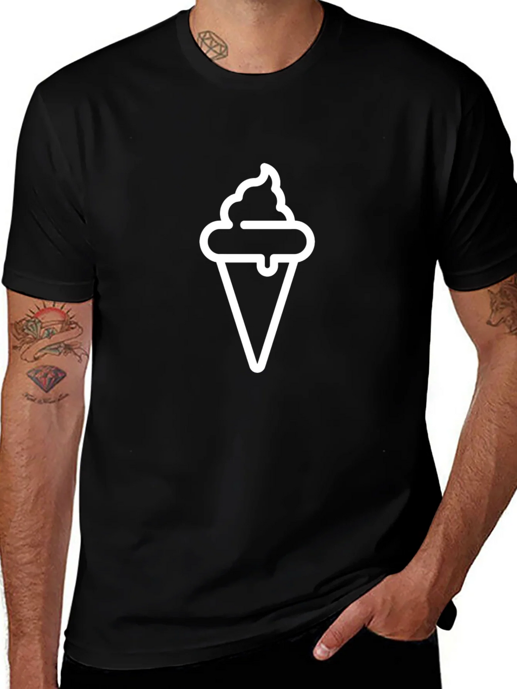Ice Cream Cone Graphic Black T-Shirt product image 1
