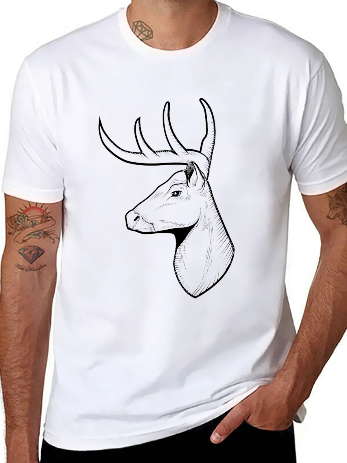 Mens Black Deer Graphic Tee product image 10