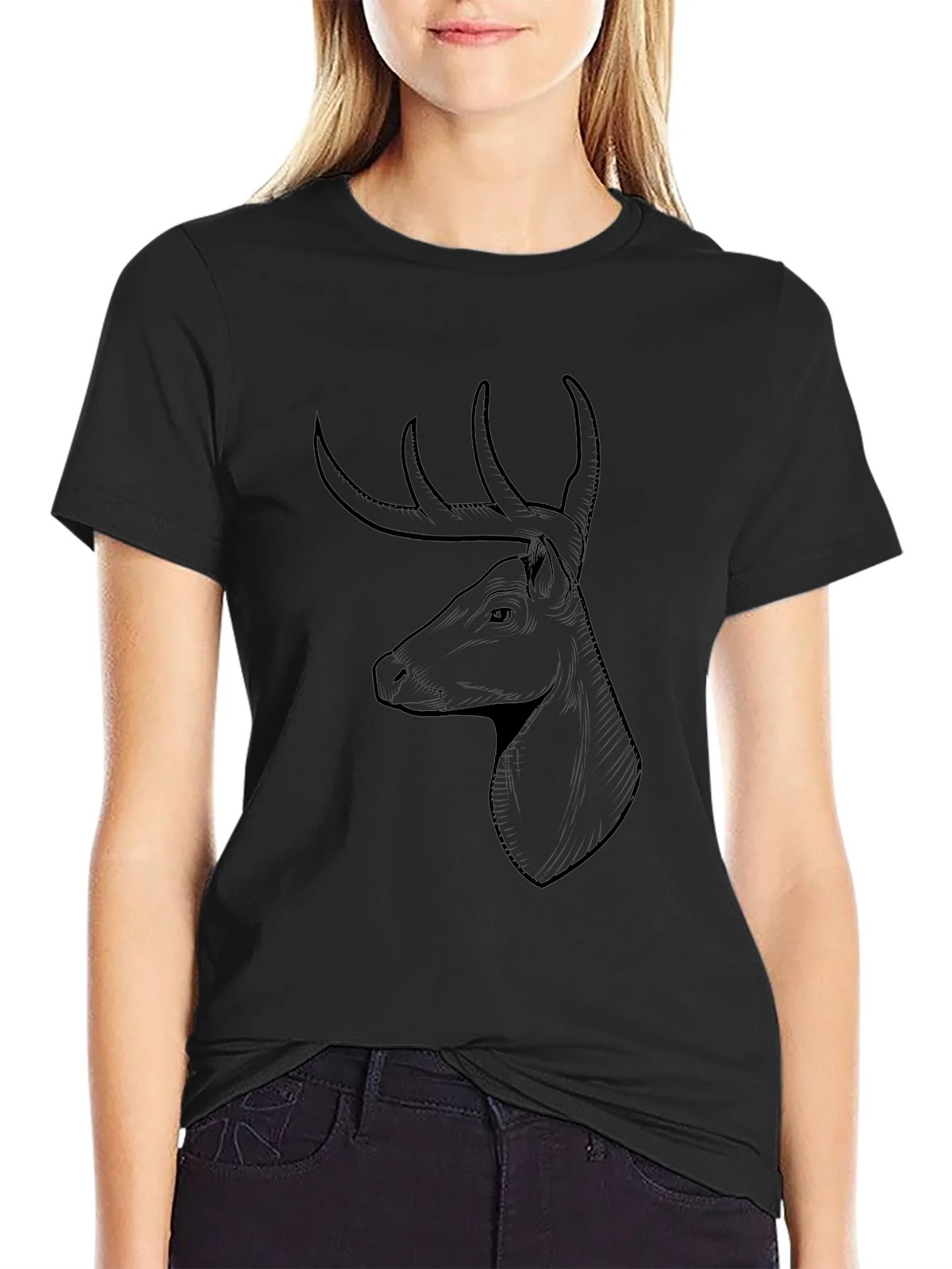 Mens Black Deer Graphic Tee product image 5