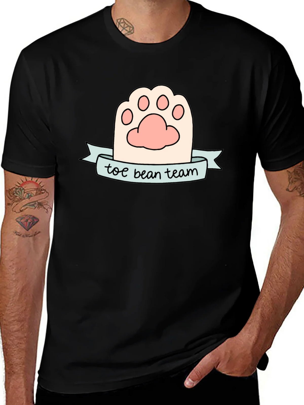 Toe Bean Team Black T-Shirt Cute Cat Paw Tee product image 1