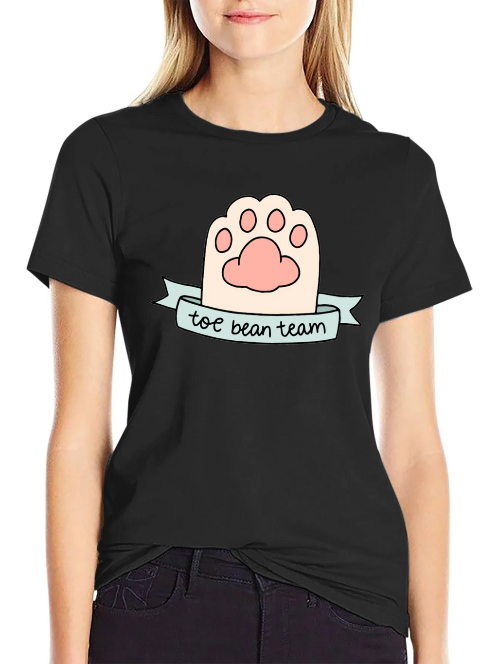 Toe Bean Team Black T-Shirt Cute Cat Paw Tee product image 5
