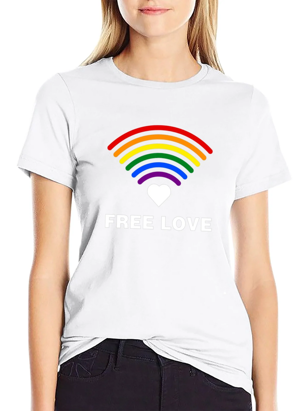 Free Love LGBTQ+ Rainbow Graphic Tee product image 11