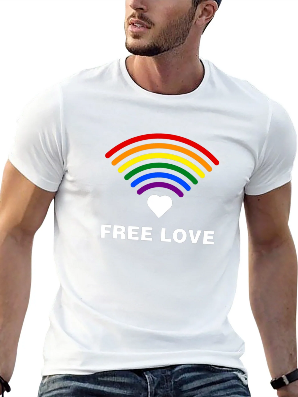 Free Love LGBTQ+ Rainbow Graphic Tee product image 4