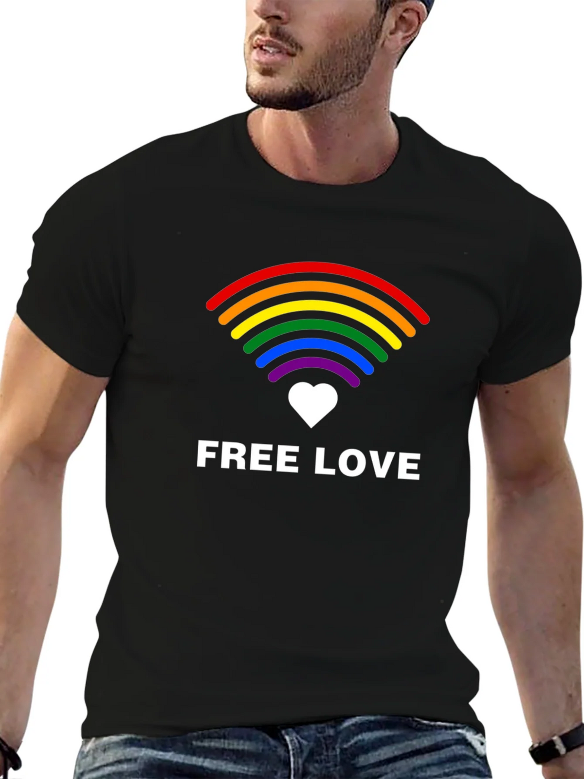 Free Love LGBTQ+ Rainbow Graphic Tee product image 9