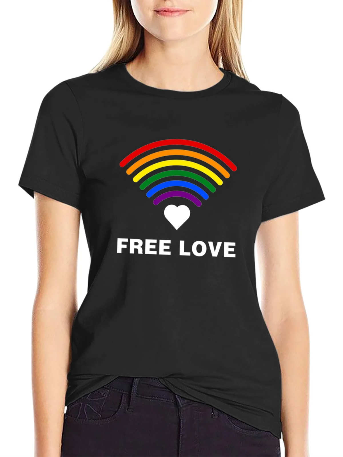 Free Love LGBTQ+ Rainbow Graphic Tee product image 5