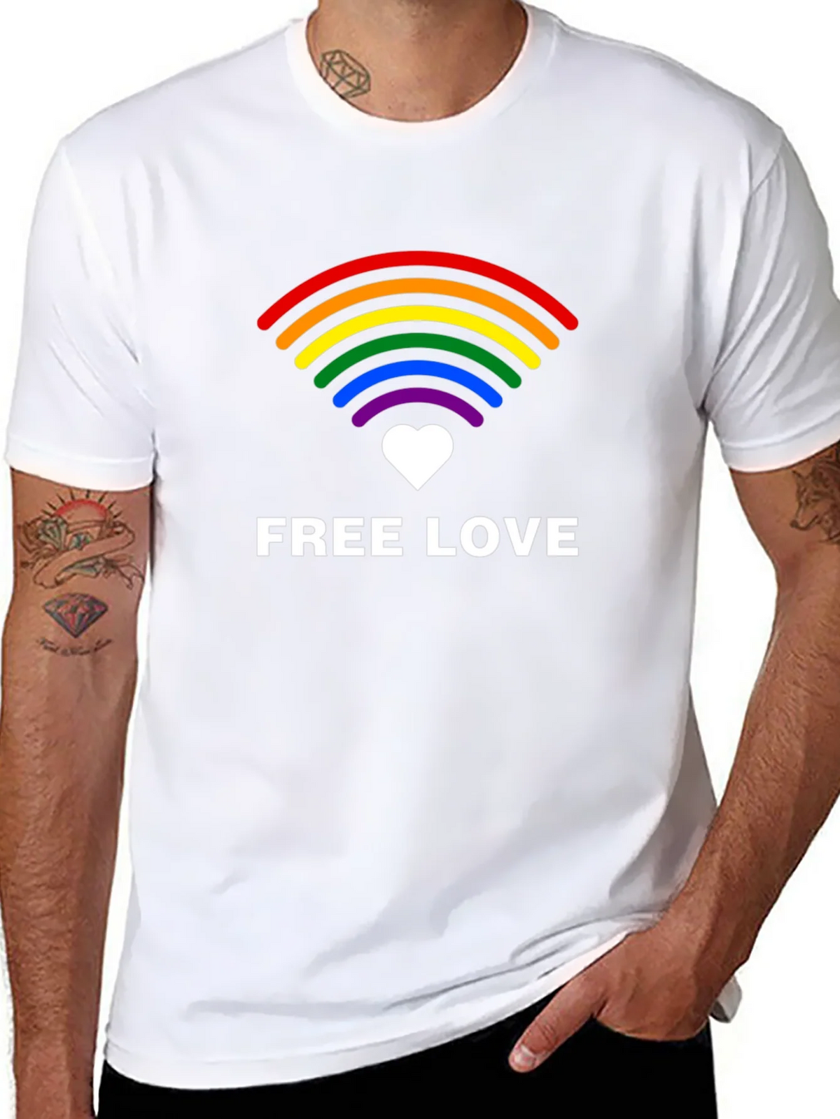 Free Love LGBTQ+ Rainbow Graphic Tee product image 10