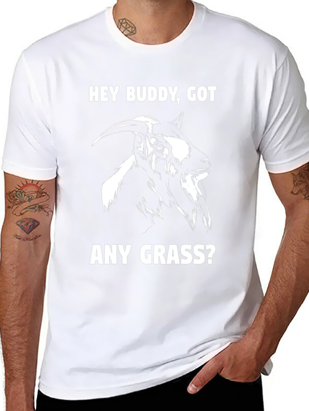 Funny Goat T-Shirt - Hey Buddy Got Any Grass? product image 10