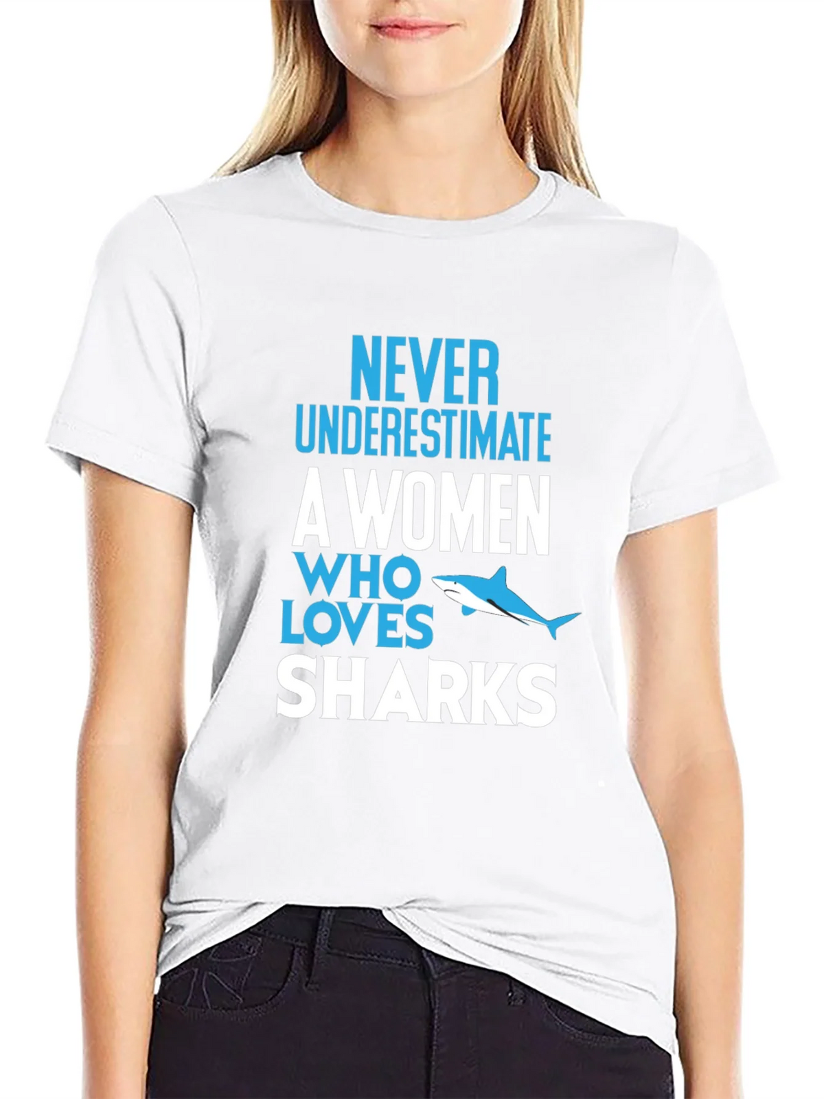 Never Underestimate Shark Lover Graphic Tee product image 11