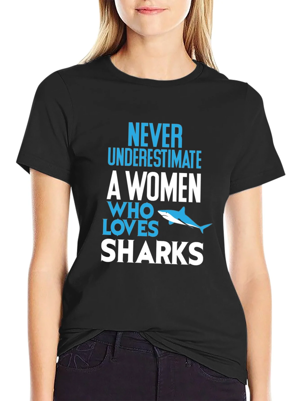 Never Underestimate Shark Lover Graphic Tee product image 5