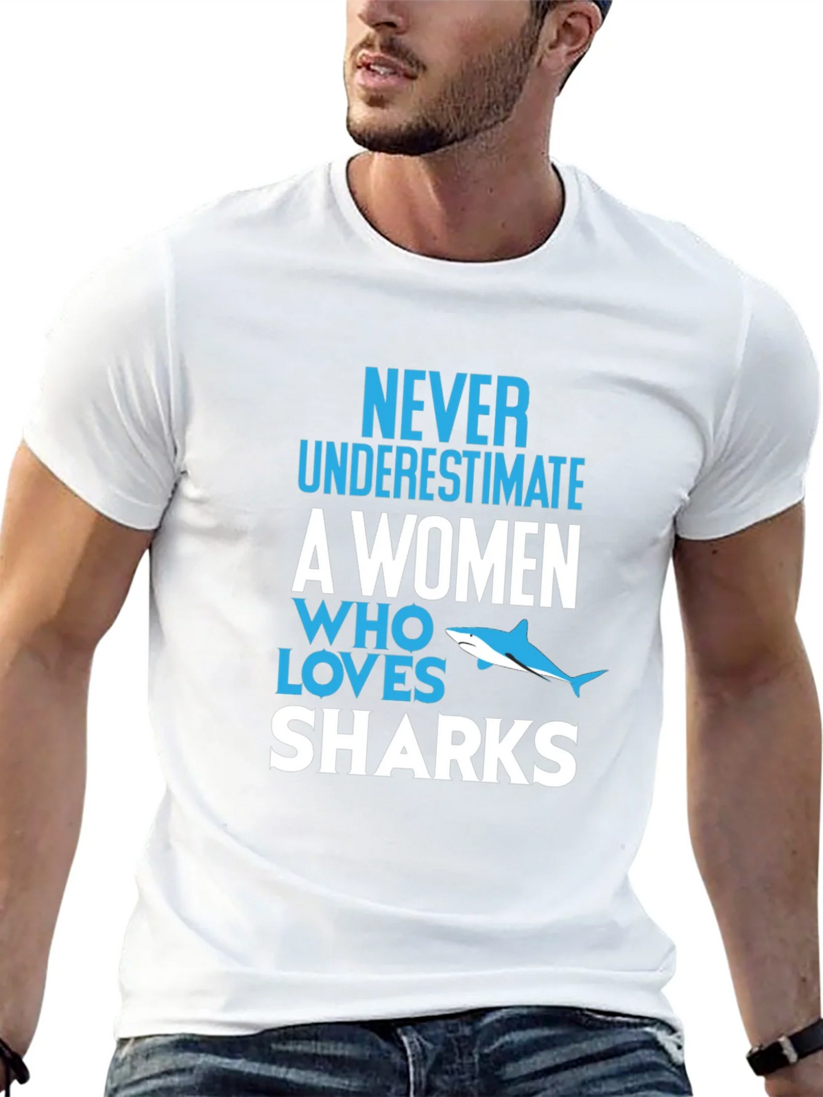 Never Underestimate Shark Lover Graphic Tee product image 4