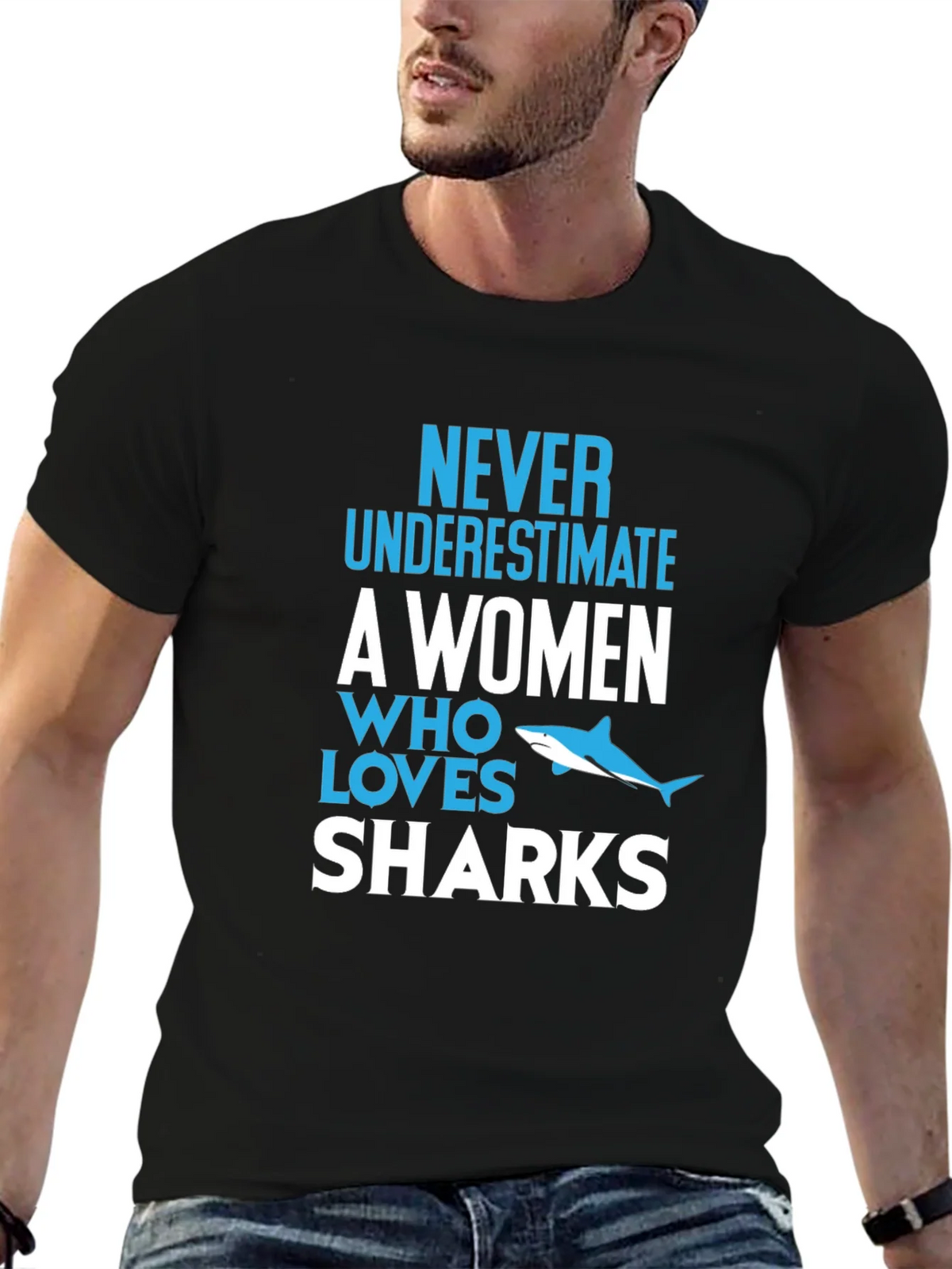Never Underestimate Shark Lover Graphic Tee product image 9