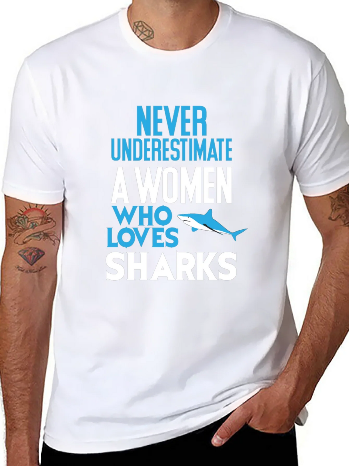 Never Underestimate Shark Lover Graphic Tee product image 10