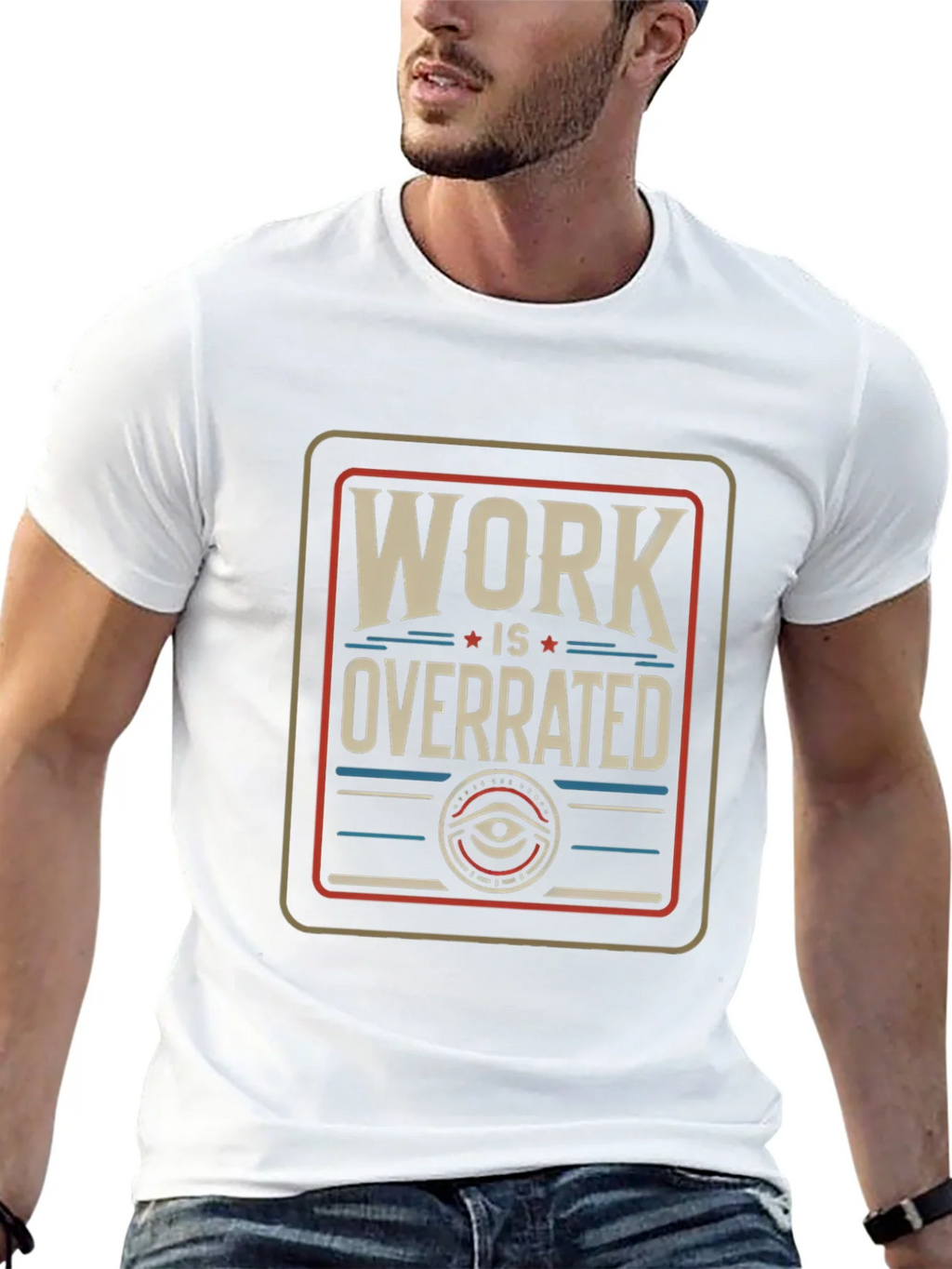 Work Is Overrated Graphic Tee - Black Casual T-Shirt product image 4