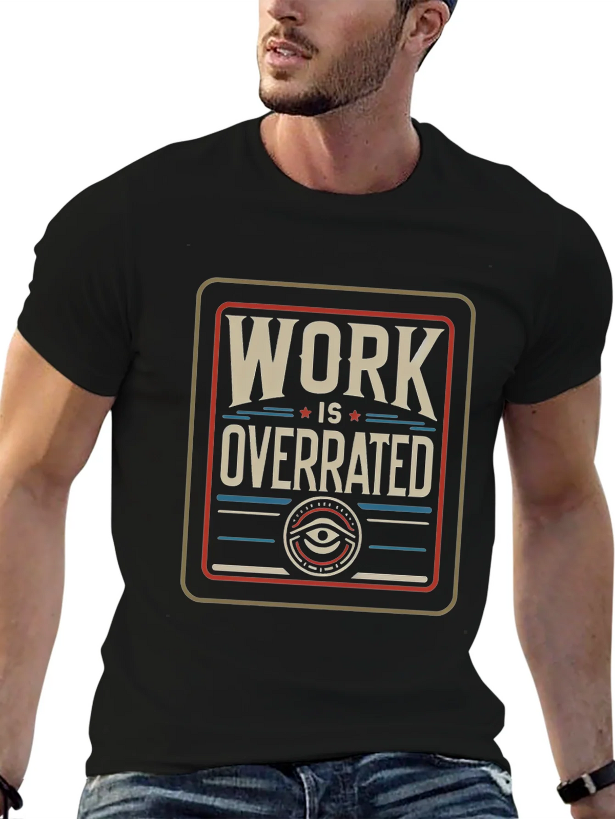 Work Is Overrated Graphic Tee - Black Casual T-Shirt product image 9
