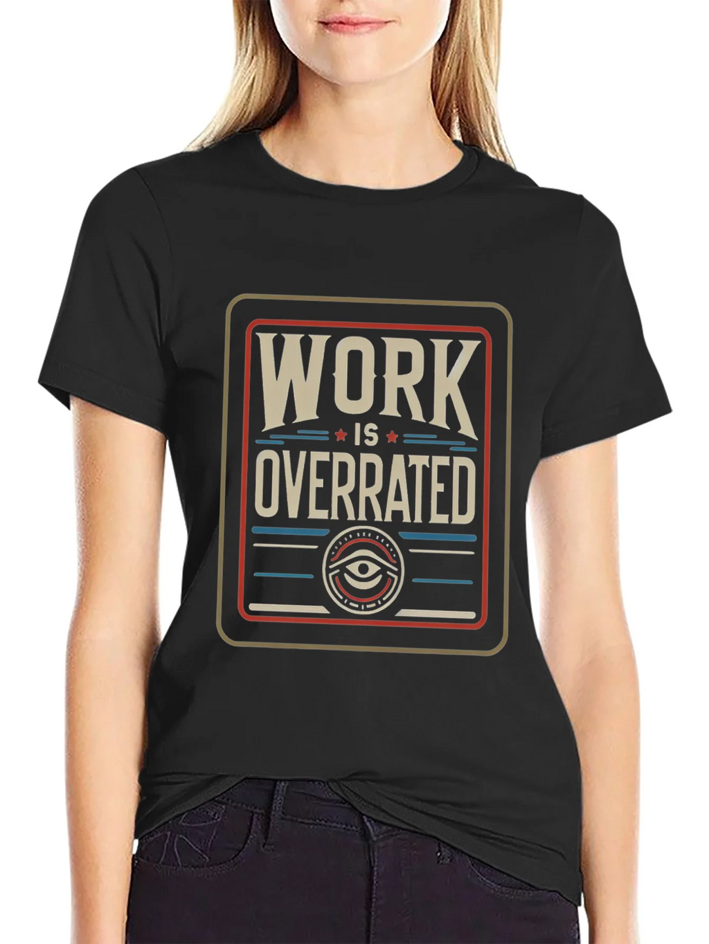 Work Is Overrated Graphic Tee - Black Casual T-Shirt product image 5