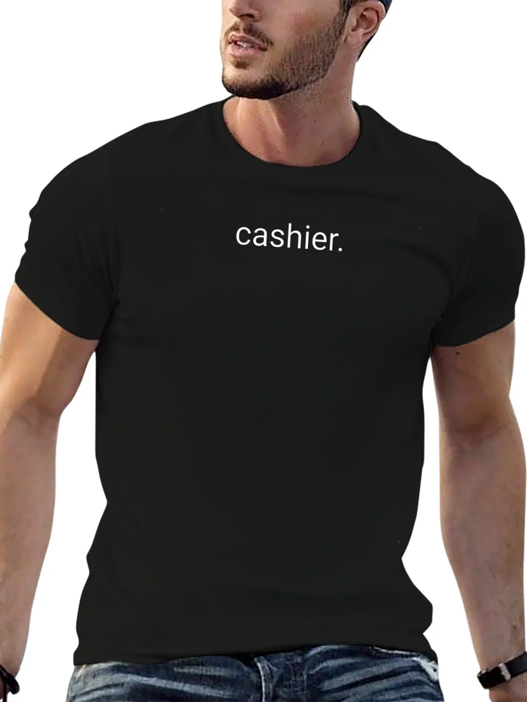 Cashier. Black Crew Neck T-Shirt product image 9