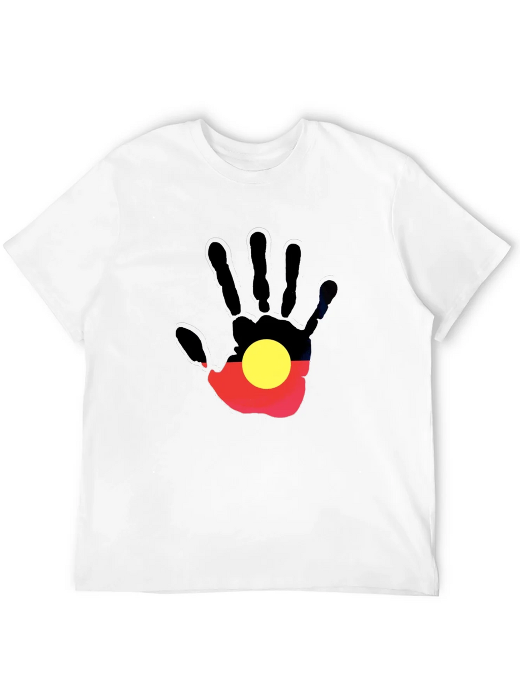 Aboriginal Flag Hand Print Black T-Shirt product image 3