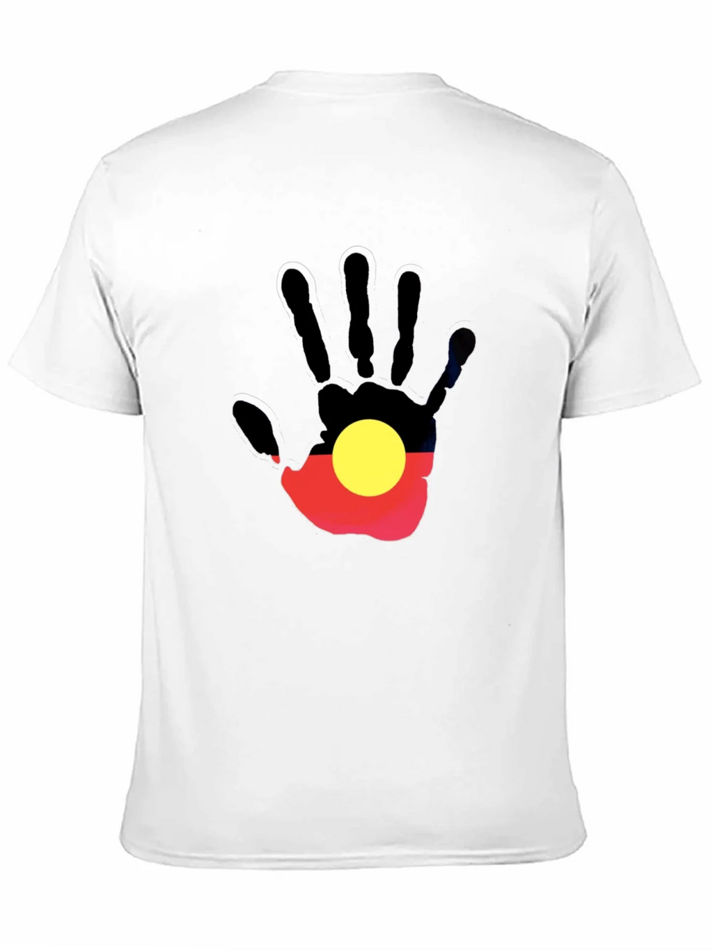 Aboriginal Flag Hand Print Black T-Shirt product image 2
